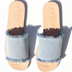 James Smith Jean Slide on Sandals - Frayed Denim - Super Comfortable - Size 8.5